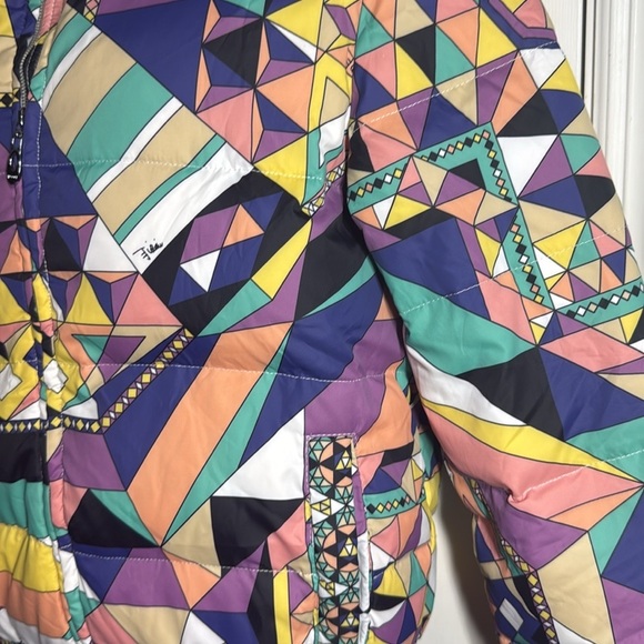 Emilio Pucci Firenze Colorful Abstract Nylon Bomber Jacket Winter Size I 36 US S - Picture 3 of 14